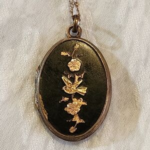 Vintage Gold Fill Mourning Locket Pendant Necklace